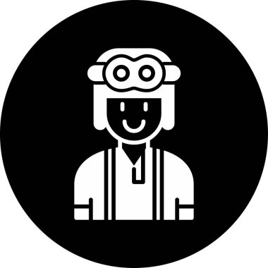 Kasklı ve gözlüklü pilot vektör çizimi