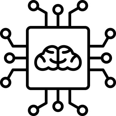 Yapay Zeka web simgesi, vektör illüstrasyonu