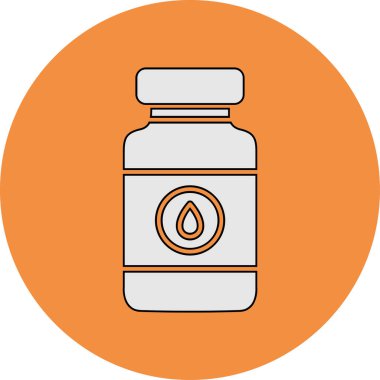 İlaç şişesi ikonunun vektör çizimi. Vitaminler