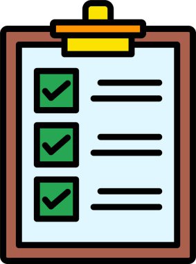 Dijital uygulamalar için tasarlanmış bir kontrol listesi simgesinin grafiksel temsili.