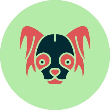 Çin armalı köpek kafası simgesi, vektör illüstrasyonu