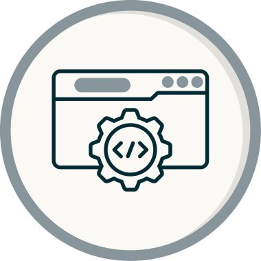 Özet biçiminde bir web arayüzü simgesi olarak gösterilen soyut vektör API.