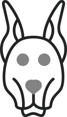 Doberman köpek kafasının şirin bir çizimi 