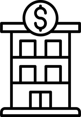 banka binası simgesi ana hat biçiminde