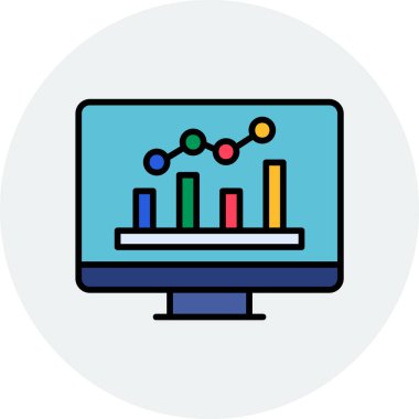 Analytics düz simgesi, vektör çizim.
