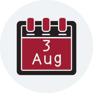 Ağustos takvim simgesi. vektör illüstrasyonu