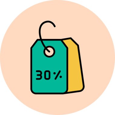 İndirimli Etiket web simgesi, vektör illüstrasyonu 