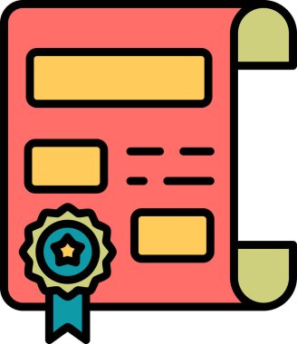 Sertifika simgesi ve vektör çizimi arkaplanda izole edildi