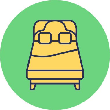 Büyük boy yatak mobilyası ikon vektör illüstrasyonu