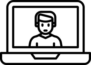 Ana hatlı biçim vektör illüstrasyon tasarımında konferans simgesi