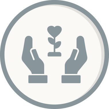 Çiçek simgesini tutan eller, Charity sembolü, vektör illüstrasyonu 