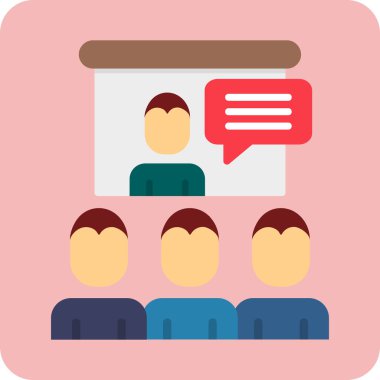 Ana hatlı biçim vektör illüstrasyon tasarımında konferans simgesi