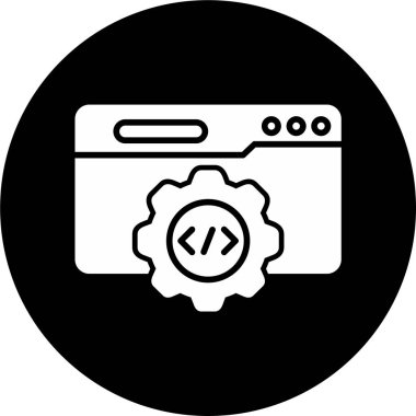 Özet biçiminde bir web arayüzü simgesi olarak gösterilen soyut vektör API.