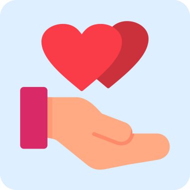 Kalbi tutan el. Web simgesi basit bir illüstrasyon. İyilik işareti