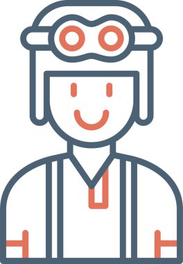 Kasklı ve gözlüklü pilot vektör çizimi