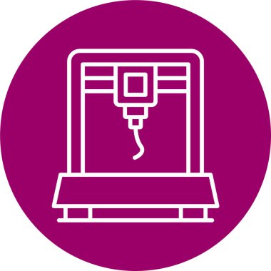 3d yazıcı simgesi, beyaz arkaplanda vektör illüstrasyonu