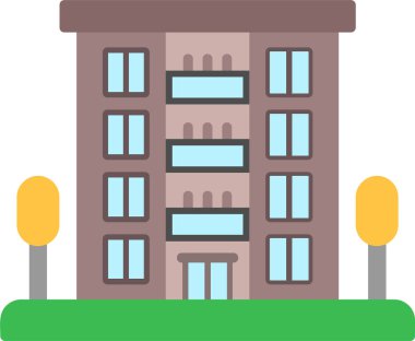 Daire binası simgesi, vektör illüstrasyonu basit tasarım