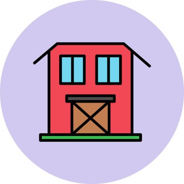 Çizgi film binası simgesinin vektör çizimi