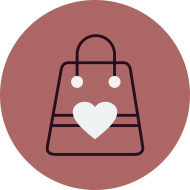 kalp alışveriş torbası ikon vektör illüstrasyonu