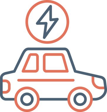 Düz bir grafikte elektrikli bir aracın soyut temsili.
