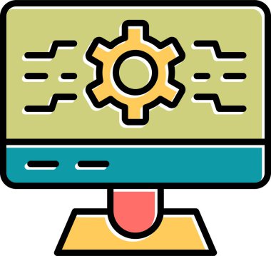 bilgisayar kodlama simgesi, vektör illüstrasyonu