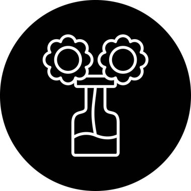 Çiçekli vazo. Web simgesi basit illüstrasyon