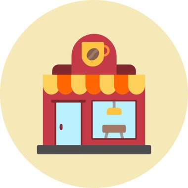 Kahve Dükkanı web simgesi, vektör illüstrasyonu