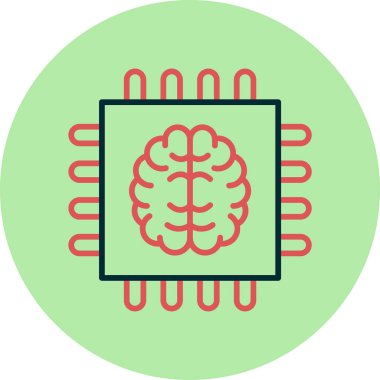 Yapay Zeka simgesi, vektör illüstrasyonu 