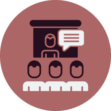 Ana hatlı biçim vektör illüstrasyon tasarımında konferans simgesi