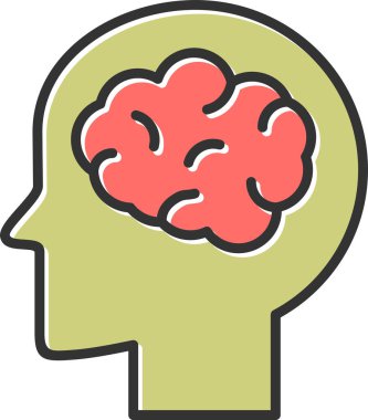 Beyin Simgesi Basit Vektör İllüstrasyonu 