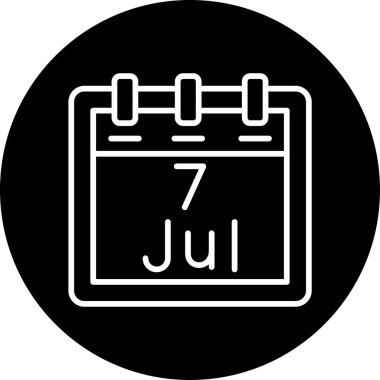 Temmuz takvim ikonu. vektör illüstrasyonu