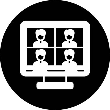 Ana hatlı biçim vektör illüstrasyon tasarımında konferans simgesi