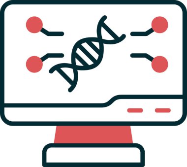 Bilgisayar ekranında DNA işaretinin temel doğrusal çizimi