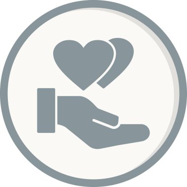 Kalbi tutan el. Web simgesi basit bir illüstrasyon. İyilik işareti