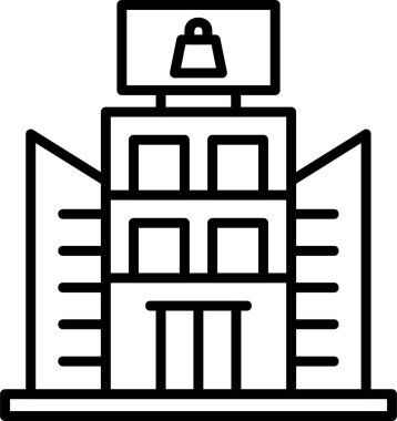 Alışveriş merkezi simgesinin temel doğrusal çizimi 