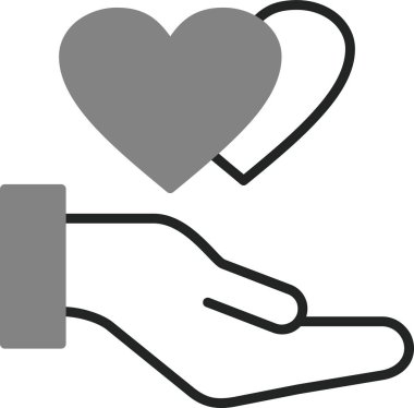 Kalbi tutan el. Web simgesi basit bir illüstrasyon. İyilik işareti