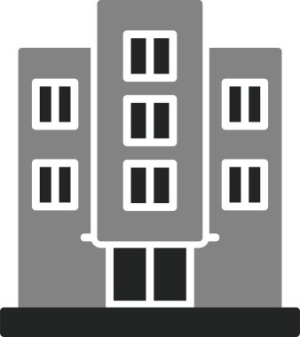 Otel binası simgesi, vektör illüstrasyonu