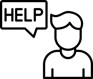 Basit Yardım simgesi, vektör illüstrasyonu