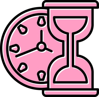 Kum saati simgesi, vektör illüstrasyonu 