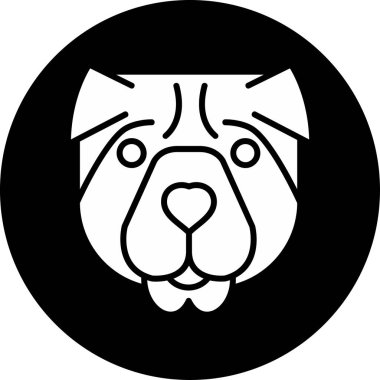 Shar pei köpeği. Web simgesi basit illüstrasyon