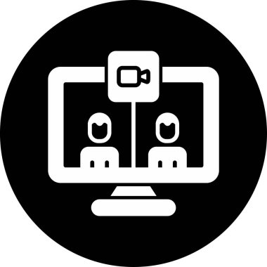 Düz biçimli soyut video çağrı simgesini içeren vektör illüstrasyonuName.