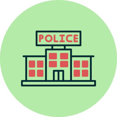 Polis binası ikon vektör illüstrasyonu