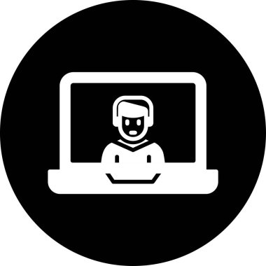 Ana hatlı biçim vektör illüstrasyon tasarımında konferans simgesi