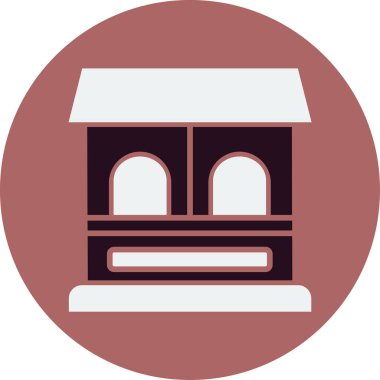 Bilet ofisi binası. Web simgesi basit illüstrasyon