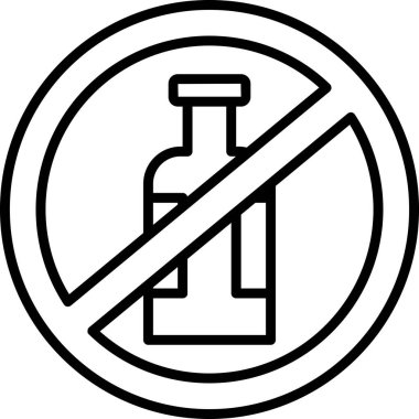 alkol yok, şişe simgesi, vektör illüstrasyonu