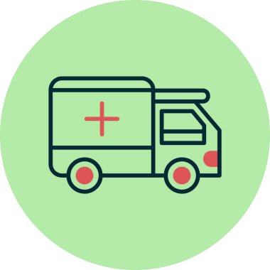 ambulans düz simgesi, vektör illüstrasyonu