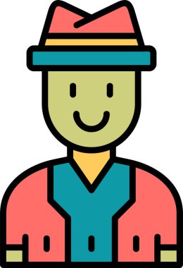 Şapkalı neşeli adam, neşeli avatar ikonu