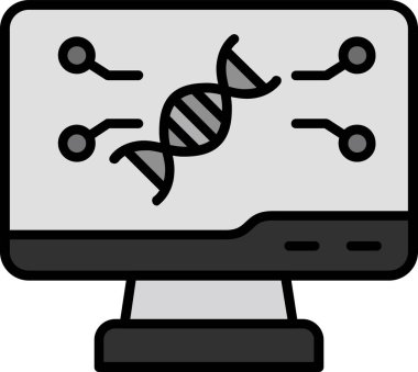 Bilgisayar ekranında DNA işaretinin temel doğrusal resmi