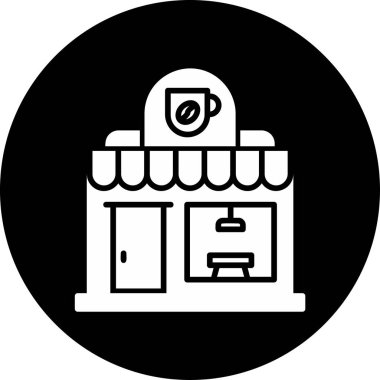 Kahve Dükkanı web simgesi, vektör illüstrasyonu