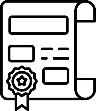 Sertifika simgesi ve vektör çizimi arkaplanda izole edildi